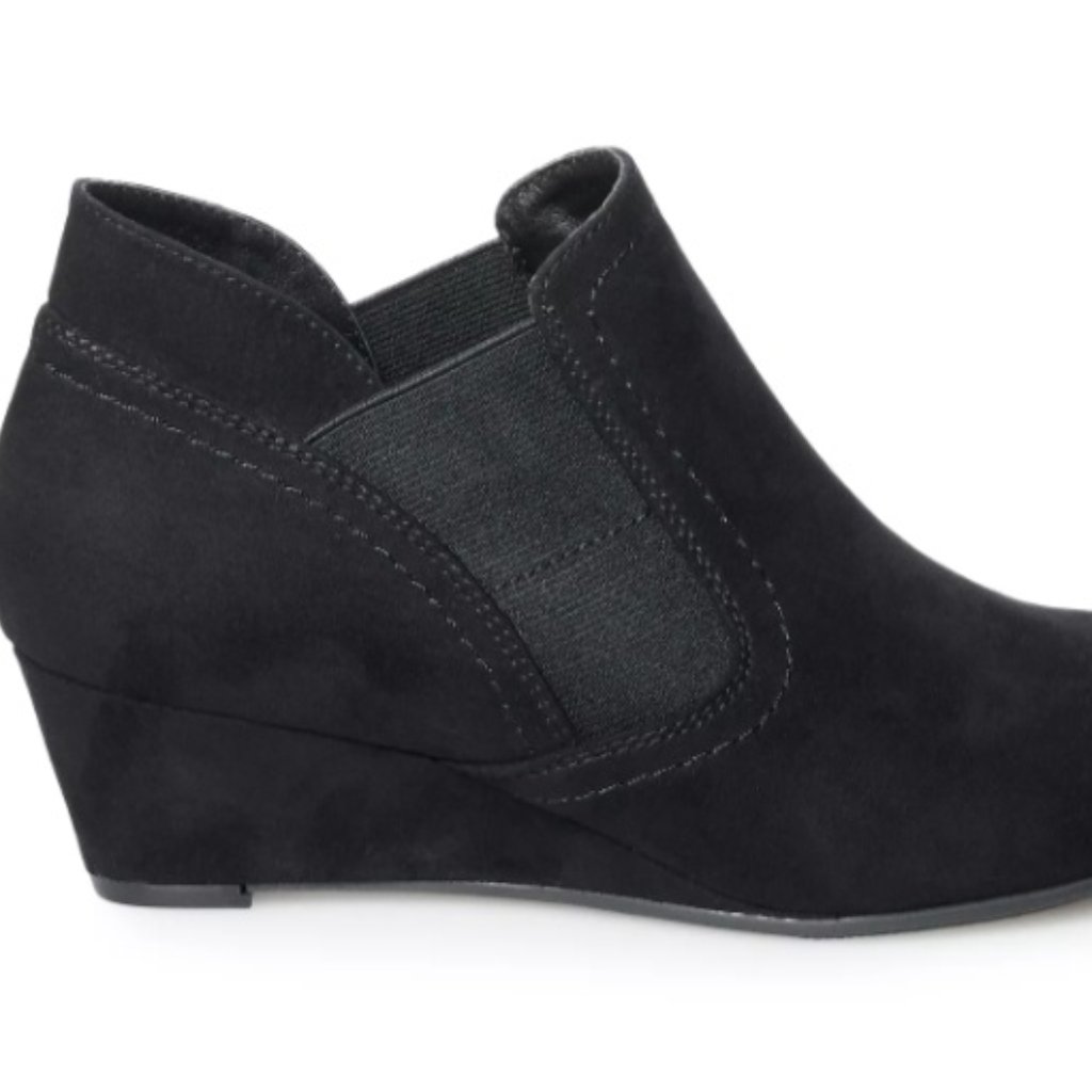 Croft And Barrow Ortholite Comfort Black Wedge Ankle Booties